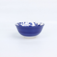 Ensemble d'assiettes à manger en céramique écologique 16 pièces, ensemble de vaisselle en porcelaine bleue sous glaçure imprimée