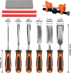 Ensemble de 10 ciseaux à <span class=keywords><strong>bois</strong></span>, 6 ciseaux à <span class=keywords><strong>bois</strong></span> de qualité supérieure, manche en PVC, guide d'affûtage, <span class=keywords><strong>pierre</strong></span> à <span class=keywords><strong>aiguiser</strong></span>, kit d'outils de sculpture, bricolage - Product Image 3