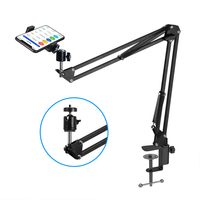 Support professionnel de bras de Selfie de téléphone en métal flexible réglable sur le support de diffusion en direct de Table pour le téléphone portable