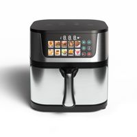 Friteuse à air électrique 10L/7L/8L en acier inoxydable et plastique, écran couleur visible, grande capacité, écran tactile intelligent, multifonction