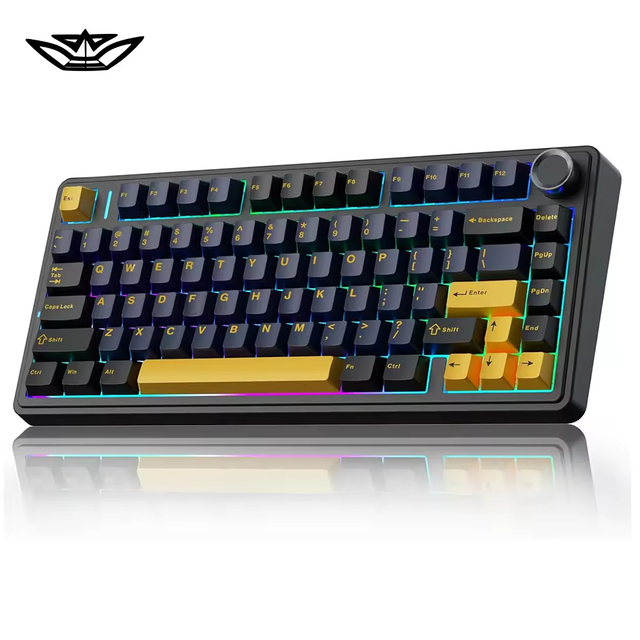 AULA F75 Gasket Mechanical Keyboard 75% Layout Tri-Mode BT Wireless RGB PBT Keycaps Programmable Gaming Keyboard