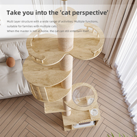 Arbre à chat tour à 5 niveaux avec structure en bois massif, du sol au plafond, maison pour chat, lit réglable en hauteur, arbre à chat en bois