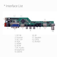 Carte de contrôle universelle pour téléviseur LCD avec 5 jeux intégrés RR83.03D, compatible TV/AV/PC, lecteur multimédia USB, logo en russe, version v56