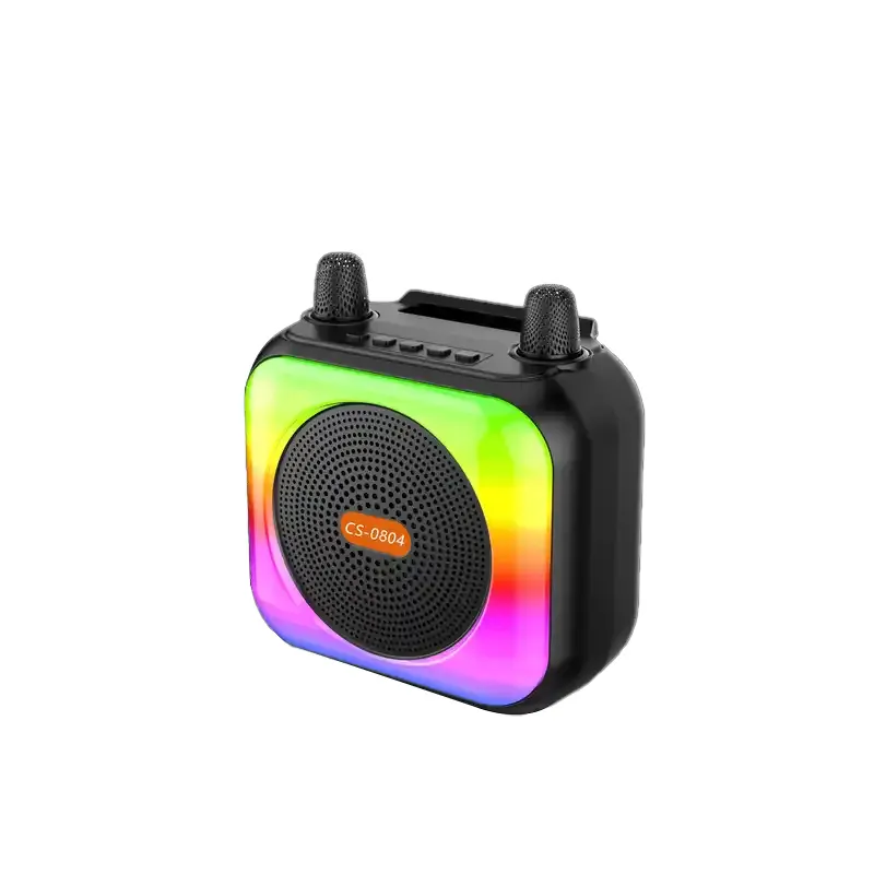 Único fantasma RGB de 8 polegadas Full plástico Magic som Microfone com Rádio Portátil Karaoke Wireless Speaker