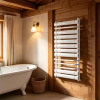 Sèche-serviettes électrique mural pour salle de bain d'appartement, blanc, avec thermostat numérique et panier de rangement