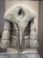 Janveny 2026 Nouvelle Veste d'Hiver à Capuche en Duvet de Canard Blanc pour Femme, Col en Véritable Fourrure de Renard Naturelle, Parka Chaude et Épaisse, Manteau en Fourrure Moelleuse