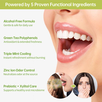 Spray buccal portable OEM personnalisé, rafraîchisseur d'haleine format poche, sans sucre, à base de Xylitol et de fruits, pour une haleine fraîche.