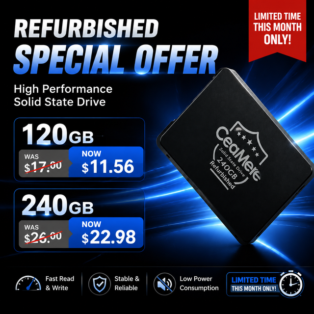 Ceamere Refurbished Internal SSD 120G 240G 256GB Hard Drive SATA 3 95%-99% New Soild State Drive 2.5 Inch for Laptop Desktop
