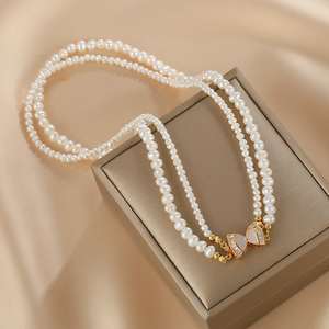 Collar de Perlas 1491 para Mujer, Cadena de Perlas de Doble Capa - Product Image 2