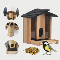 Mangeoire à oiseaux intelligente en bois massif avec caméra, mangeoire automatique pour nourriture
