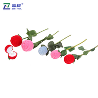 Boîte à Bijoux Fleur Rose Artificielle Zhihua, Emballage de Bague Flocage, Coffret Cadeau Romantique pour la Saint-Valentin