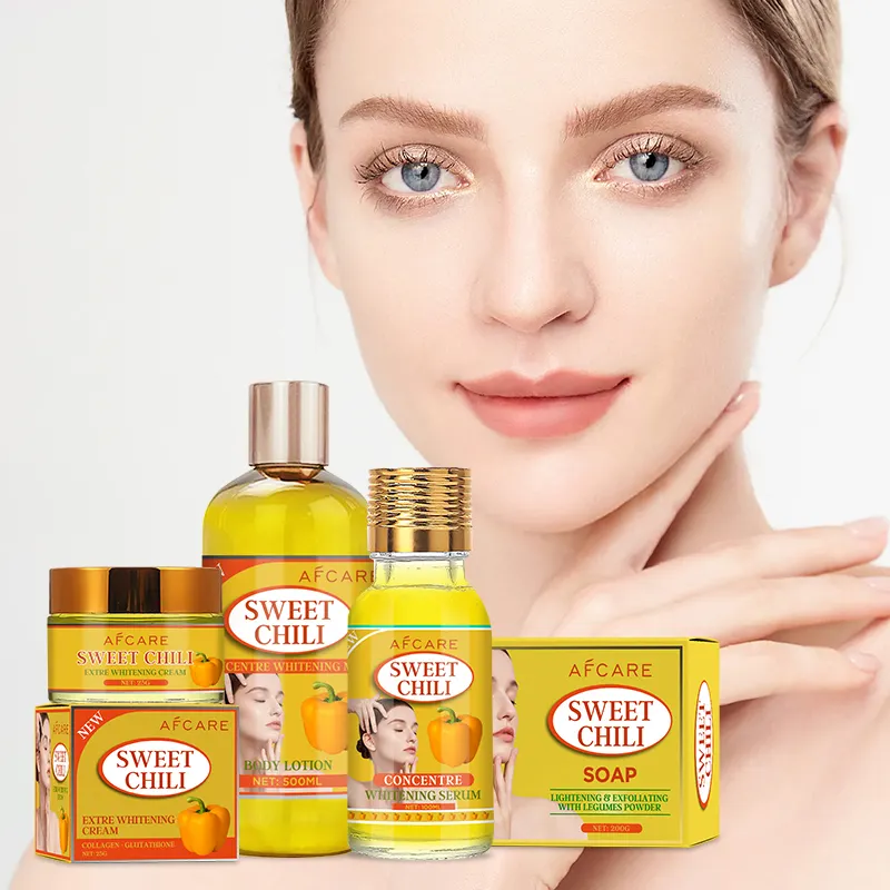 Koreanisches Aufhellungs-Hautpflegeprodukt-Set sulfatfreie Antioxidantien und süßer Chili & Vitamin B5 bio-Hautpflege-Sets Frauen