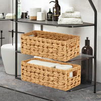 Paniers de rangement en polypropylène tressé à la main, souples, avec poignées, pour le rangement du papier toilette, organisation des étagères, petite taille