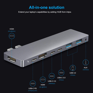 Base de Conexión USB-C Forida HYD-9848T de Aleación de Aluminio con 8 Puertos USB 3.1, Doble Salida 4K y Conector de Audio de 3.5mm para <span class=keywords><strong>Smartphone</strong></span> - Product Image 4