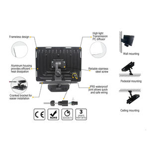 10W 20W 30W 50W 100W plein écran mince LED détecteur de mouvement PIR projecteur noir ou blanc lampe murale extérieure - Product Image 4