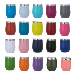 Stemless copas de 12 de onzas con logotipo personalizado de agua reutilizable pared doble aislado al vacío vino vaso de acero inoxidable tazas en a granel con tapa - Product Image 6