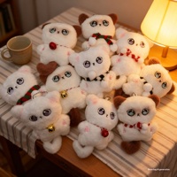 Artcreativity Porte-clés en peluche chat pudding mignon de 4 pouces, super doux, avec son, pour toutes les générations, jouet pour enfants
