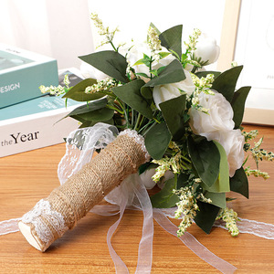 ดอกไม้ประดิษฐ์คุณภาพโรแมนติกช่อดอกไม้สำหรับเจ้าสาวในงานแต่งงาน - Product Image 4