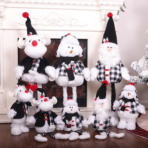 Poupée de Noël en <span class=keywords><strong>noir</strong></span> <span class=keywords><strong>et</strong></span> <span class=keywords><strong>blanc</strong></span>, Père Noël, bonhomme de neige, décoration de bureau, poupée de dessin animé, cadeau de Noël - Product Image 1