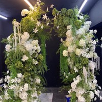 Arreglo Floral de Hortensias Verdes Esponjosas para Fondo de Boda de Lujo, Decoración de Arco, Panel KT, Accesorios para Eventos, Pasillo y Escenario