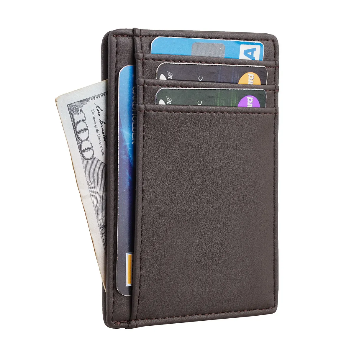 Hot Sale Classic Design Langlebige Mikro faser Leder Slim Karten halter Brieftasche Rfid Front Pocket Wallet für den Menschen
