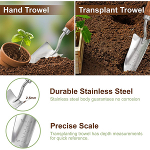 Set di attrezzi da giardino in acciaio inossidabile strumenti per <span class=keywords><strong>zappa</strong></span> da giardino 3 pezzi Kit per cazzuola - Product Image 4