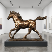 Statue de cheval en bronze personnalisée - Sculpture de cheval galopant avec finition cuivre antique, sculpture en bronze
