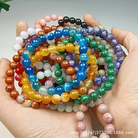 Bracelet de Perles en Pierre Naturelle Réglable de 8 MM, Fait Main, Design Élastique, en Cristal et Gemme, Forme Ronde, Tendance et Charme de Guérison
