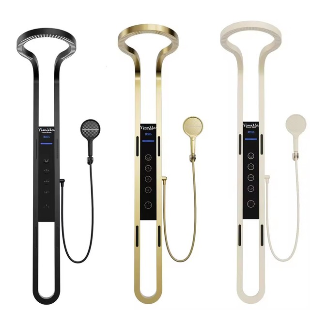 Brushed Gold Shower Panel Column Towers 304 Stainless Steel Waterfall SPA Jets Smart Wall for Bathroom Massage