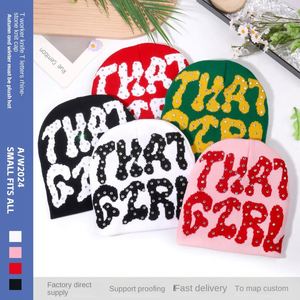 Bonnet en tricot jacquard automne-hiver, motif lettre, mode homme femme, toutes saisons, 100% acrylique, classique - Product Image 2