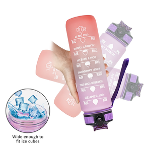 Botella de Agua de Plástico con Pajita y Marcador de Tiempo, Personalizada, para Fitness, Libre de BPA, Venta al Por Mayor - Product Image 2