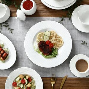 White Porcelain Simple Ceramic Plate Mug Tableware Coffee Salad Soup Rice Bowl Dinnerware <b>Set</b> for Hotel <b>Restaurant</b> - Product Image 2