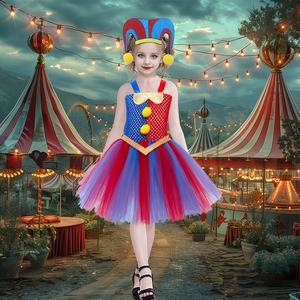 Ropa Europea Americana para Niños Cosplay Magical Digital <span class=keywords><strong>Circus</strong></span> Princess Dresses Halloween Anime Clowns Play Tutu - Product Image 1