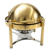 Ensemble de réchauds de luxe à couvercle roulant, chauffe-plats commerciaux en acier inoxydable pour buffet avec supports à combustible, équipement de restauration