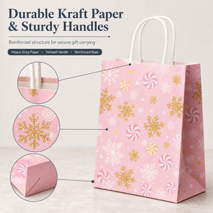 <b>Christmas</b> <b>Gift</b> <b>Bags</b> with Handles Kraft Paper <b>Bags</b> Candy Treat <b>Bags</b> Bulk 6 Designs Party Favor <b>Bags</b> Wholesale Holiday Gifting - Product Image 4