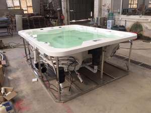 Aqua massage moderne de luxe pour l'extérieur Bain hydro spa d'angle à jet de bulle Bain à remous 8 places en acrylique blanc pour hôtel Chine - Product Image 6