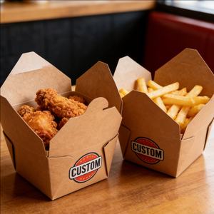 Fast Food Disposable Food Container Wholesale Eco Friendly Kraft Paper Takeaway Food <b>Storage</b> <b>Boxes</b> with Custom Logo - Product Image 3