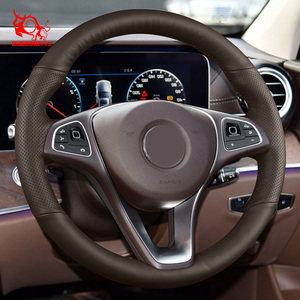 Funda de Volante de Cuero Marrón para <span class=keywords><strong>Mercedes</strong></span> Benz <span class=keywords><strong>Clase</strong></span> E <span class=keywords><strong>Estate</strong></span>, <span class=keywords><strong>Clase</strong></span> <span class=keywords><strong>C</strong></span>, GLA, C350e, GLC - Product Image 6