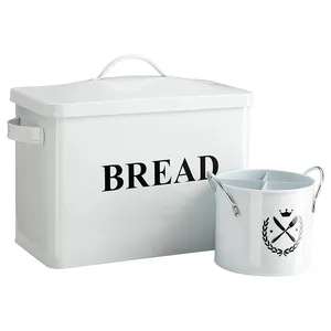 Haushalts metall Küche Lebensmittel Aufbewahrung sbox Behälter Set runde Essstäbchen Veranstalter Eimer Rechteck Brot behälter