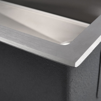 Évier de cuisine commercial en acier inoxydable 304 fait main, cuve carrée simple, surface nano laiton, installation sous plan, multifonction
