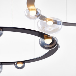 Minimalist Circular Chandelier <b>Led</b> Lighting Black Round Multi Head Pendant <b>Light</b> For Home Living Room Bedroom Restaurant - Product Image 4