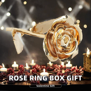 Gold Plated <b>Rose</b> Figurine Metal Flower Ornament 3D Plated Craft for Valentine's Day Gift <b>Box</b> Decor - Product Image 2