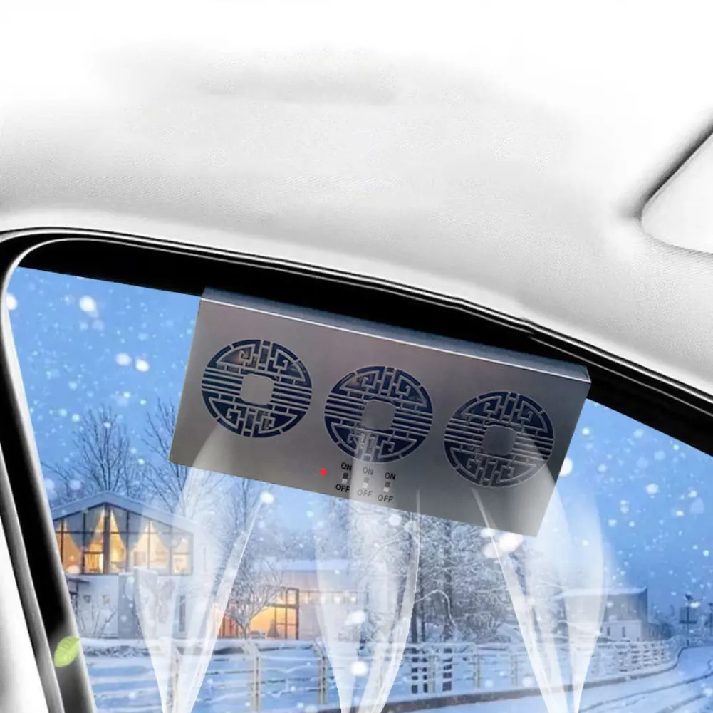 2024 nuevo sistema de refrigeración de coche Usb Panel Solar ventilador de ventana de coche ventilador de ventilación de aire automático radiador Solar 3 ventiladores para Camper