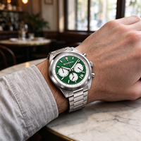 Montre-bracelet pour homme avec logo personnalisé, mouvement multifonction, chronographe, bracelet en métal, résistance à l'eau 5 ATM, montre de luxe pour homme