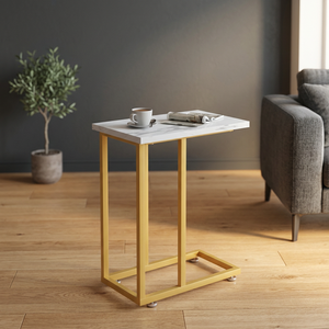 Trend Setter Modern Marble Top <b>Side</b> <b>Table</b> With <b>Gold</b> Metal Frame For Living Room Furniture - Product Image 6