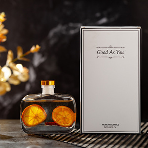 100mL 3,38 oz <span class=keywords><strong>Air</strong></span> <span class=keywords><strong>Fresher</strong></span> Fragancia Botella de vidrio Flat Round Aromatic Oil Essential <span class=keywords><strong>Home</strong></span> Perfume Reed Difusor con caja de regalo - Product Image 1