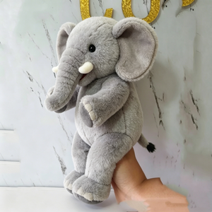 Peluche d'éléphant personnalisable, marionnette en peluche d'éléphant, marionnette en peluche d'éléphant gris, jouet à main en peluche d'éléphant - Product Image 1