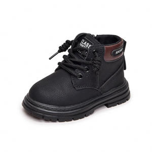 2024 Winter New Kinder Warme Stiefel Knöchel höhe Schul stil Jungen Mädchen Dicke Lederstiefel Rutsch feste Stiefel - Product Image 6