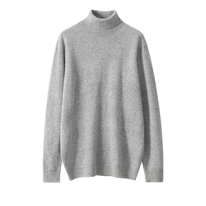 Suéter pesado personalizado para <span class=keywords><strong>hombre</strong></span>, moda de invierno 2025, suéter de punto de manga larga con Logo de <span class=keywords><strong>cuello</strong></span> <span class=keywords><strong>alto</strong></span> de Cachemira liso de buena calidad - Product Image 1