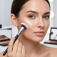 Kleiner Synthetik-Haar Make-up Fächerpinsel Highlight-Pinsel Lidschatten-Primer-Pinsel OEM